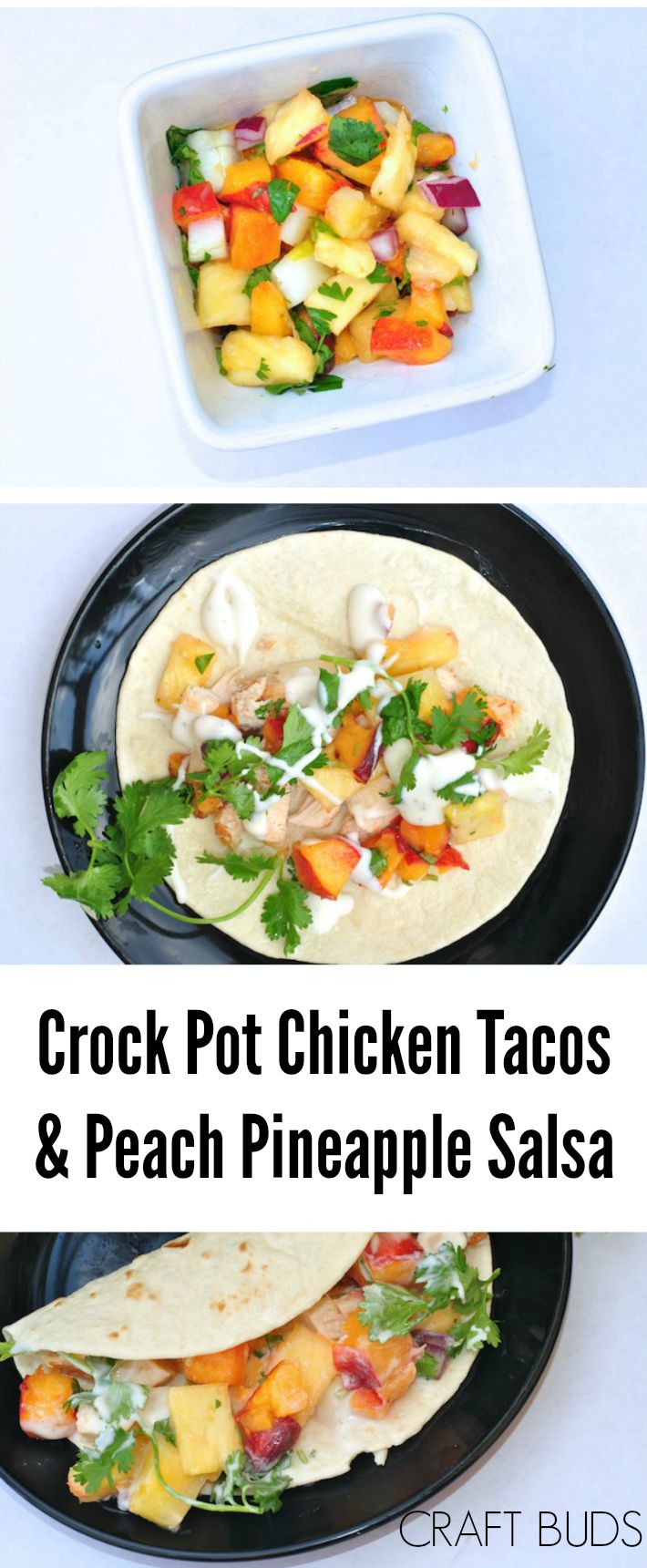 Crock Pot Chicken Tacos with Peach Pineapple Salsa Craft Buds