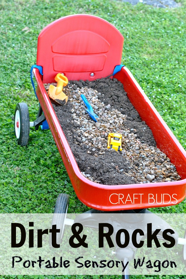 Portable Sensory Play! Toddler Sensory Wagon with Dirt + Rocks Craft Buds